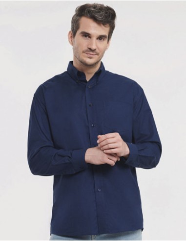 RUS-0R932M0-Men's Long Sleeve Classic Oxford Shirt
